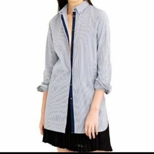 J.Crew Size 2 Button-down Striped Oxford Shirt Endless Shirt Tunic Sz 2 Cotton